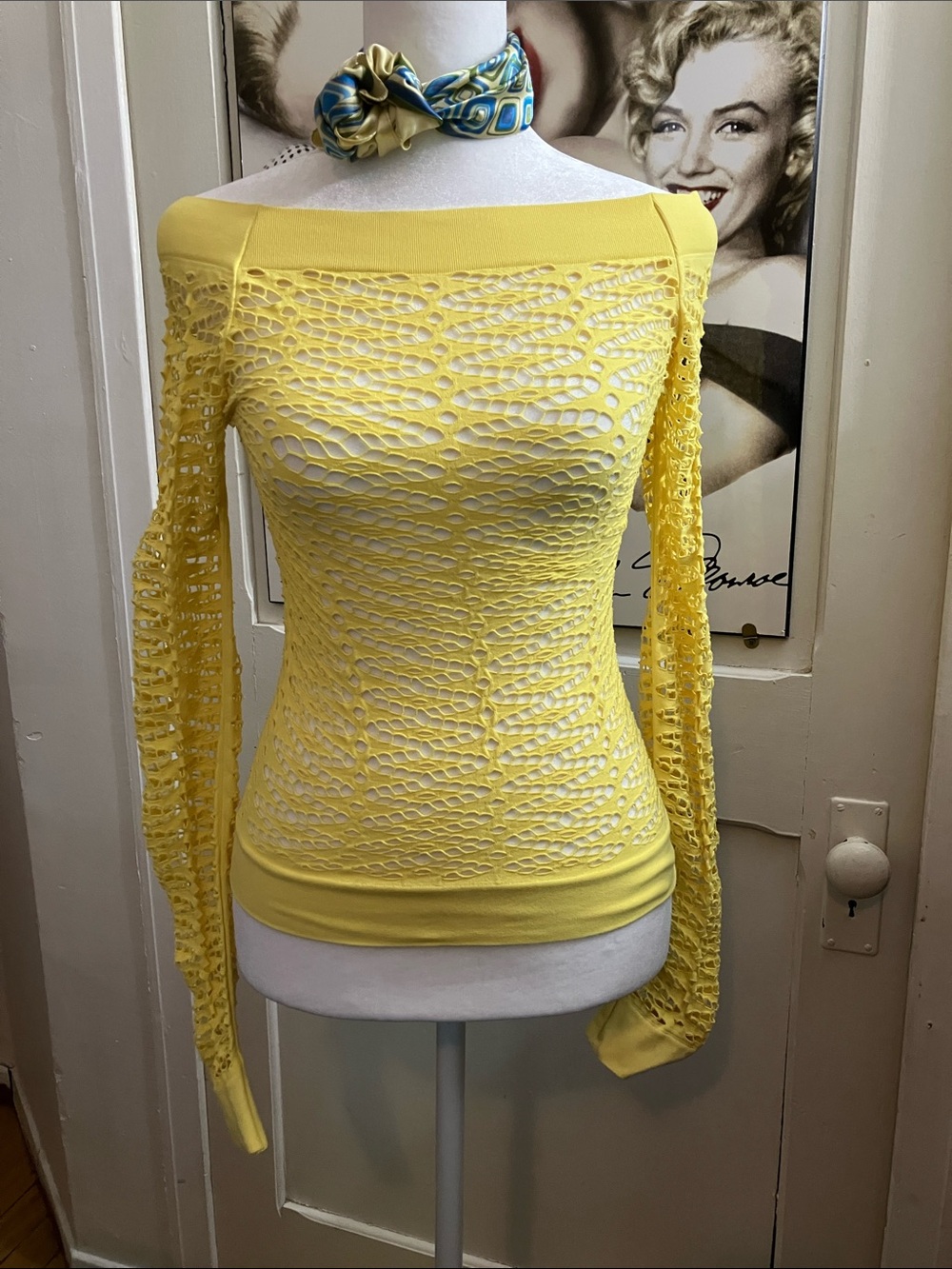 Sugarlips Bright Yellow Open-Knit Top